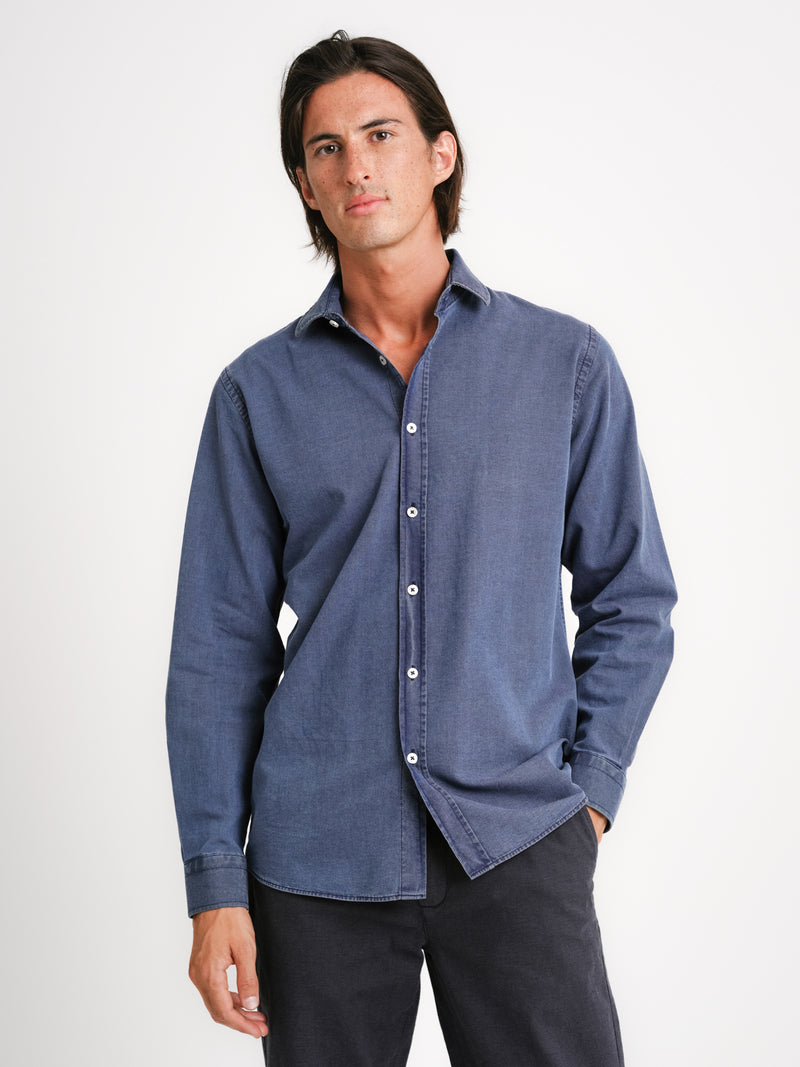 Camisa Tailored fit Estruturada Azul