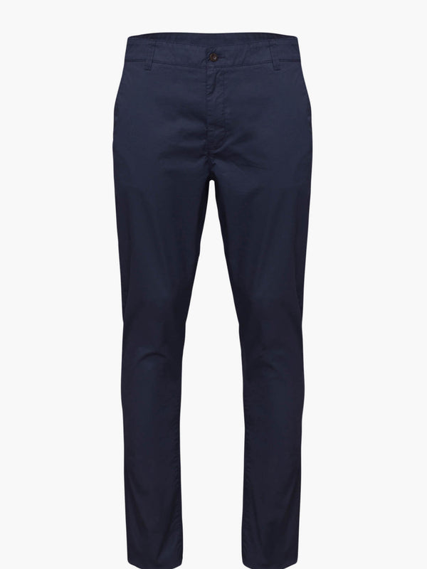 Slim fit dark blue cotton chino pants