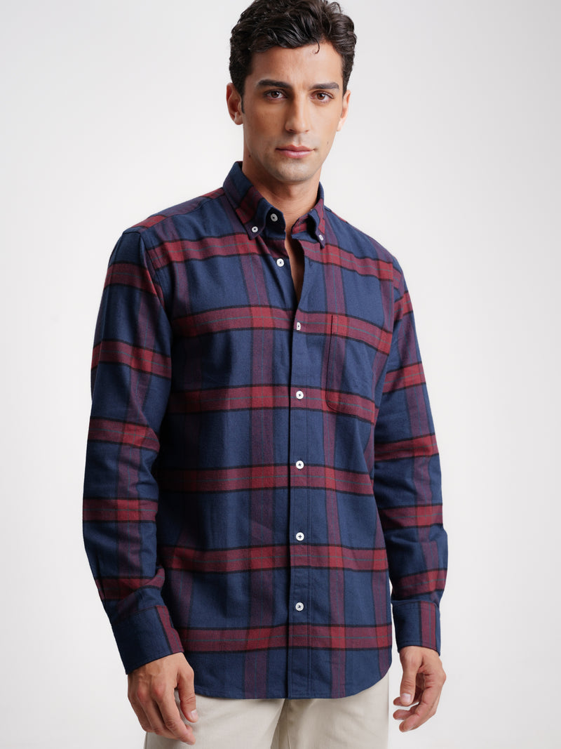 Regular Fit Blue Flannel Shirt