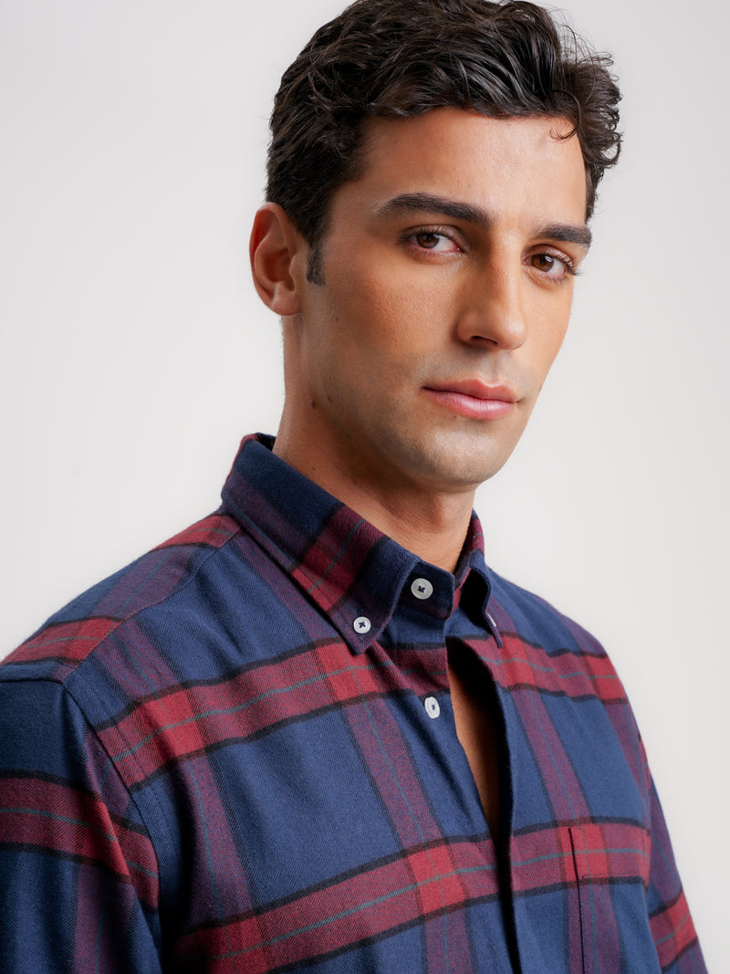 Regular Fit Blue Flannel Shirt