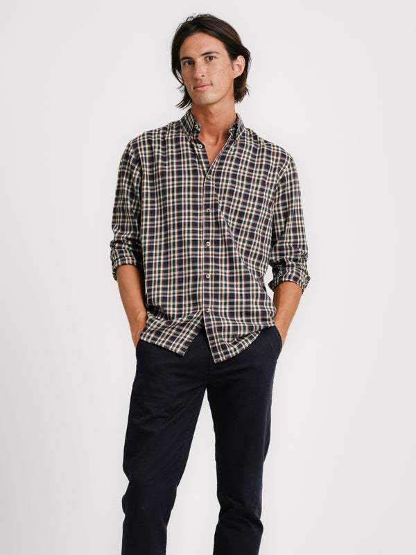 Camisa Regular Fit de franela azul