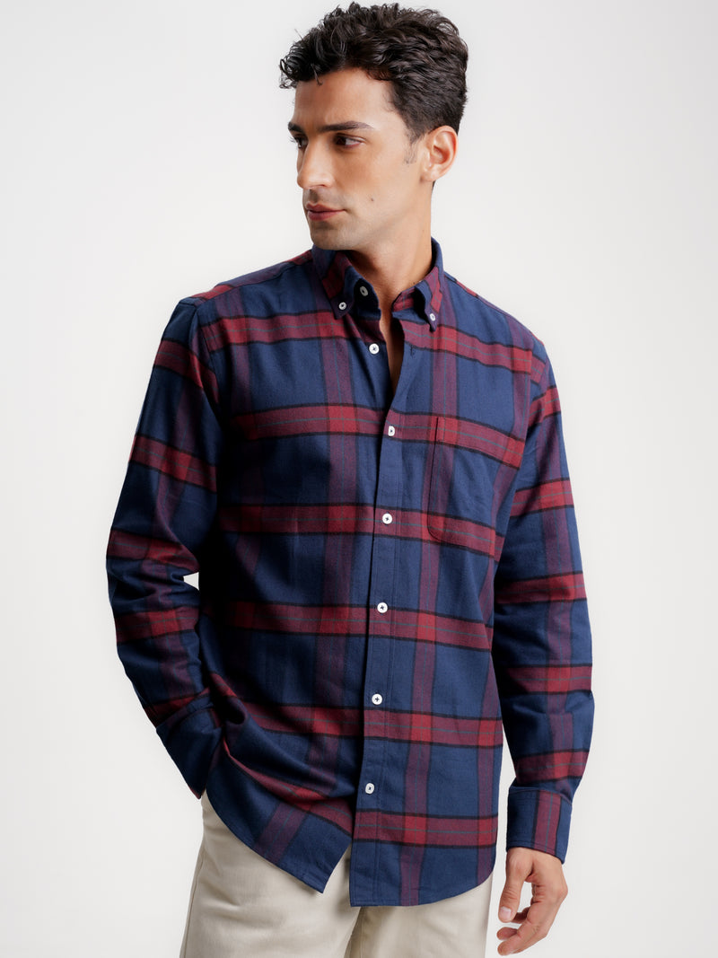 Regular Fit Blue Flannel Shirt