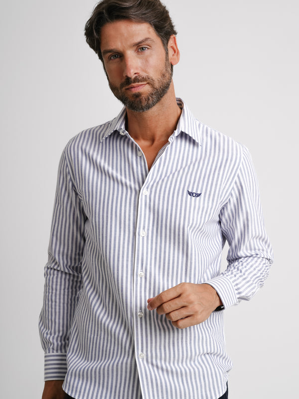 Camisa Slim Fit Oxford Azul