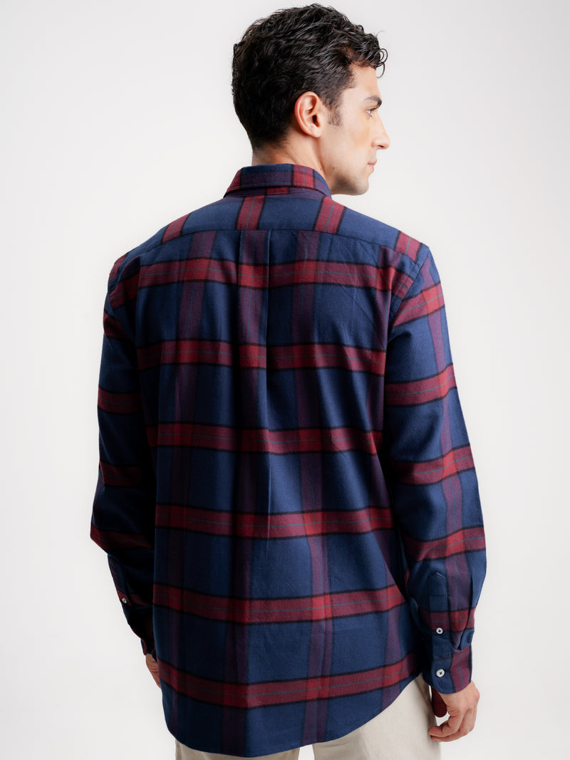 Regular Fit Blue Flannel Shirt