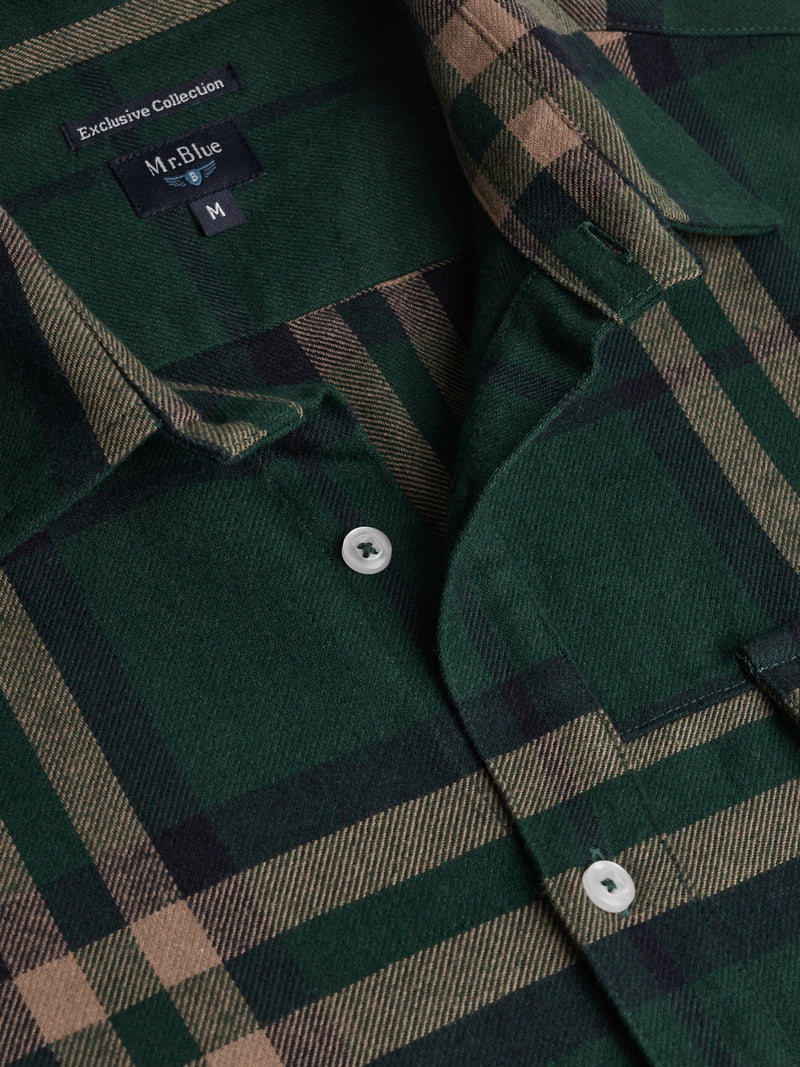 Regular Fit Green Flannel Shirt