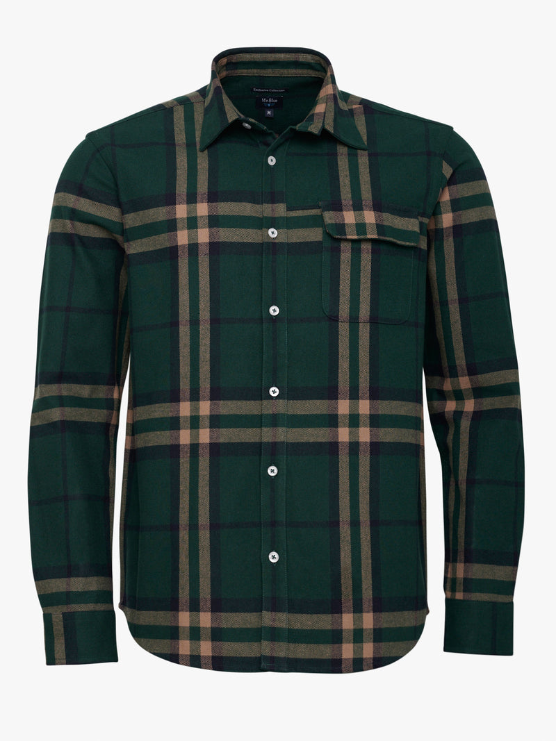 Regular Fit Green Flannel Shirt