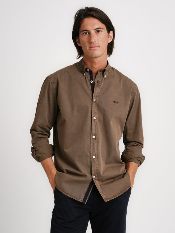 Twill Beige Regular Fit Shirt