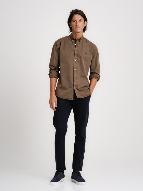 Twill Beige Regular Fit Shirt