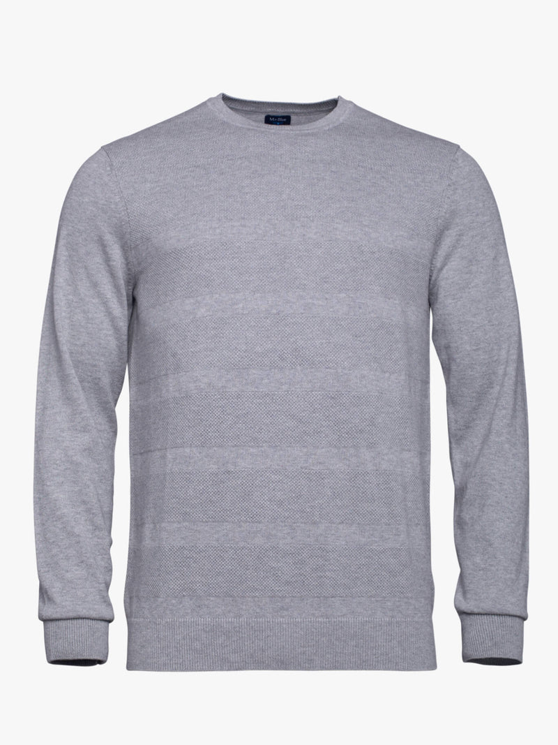 Grey cotton round neck sweater