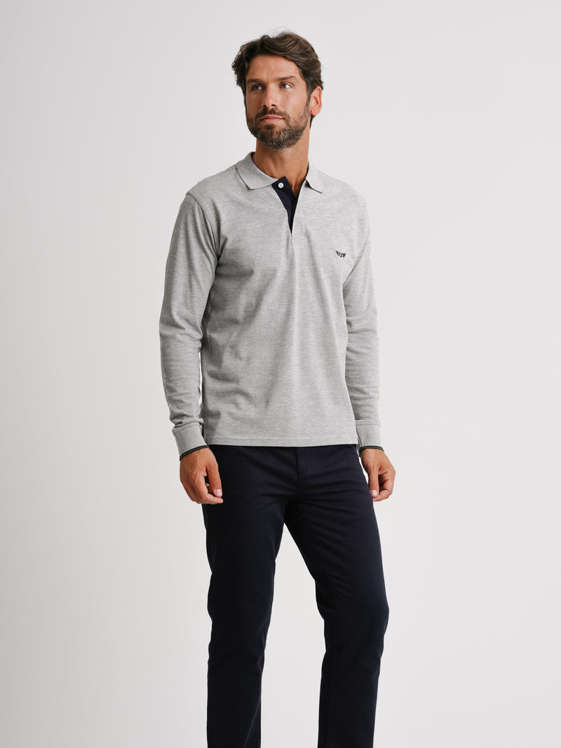 Polo Regular Fit Grey Long Sleeve