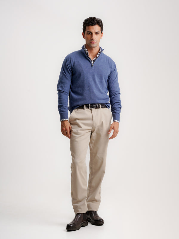 Blue Thick Wool Pullover