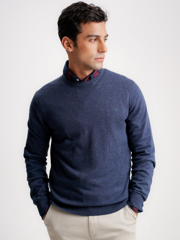 Pullover Lana Merino Fino Azul