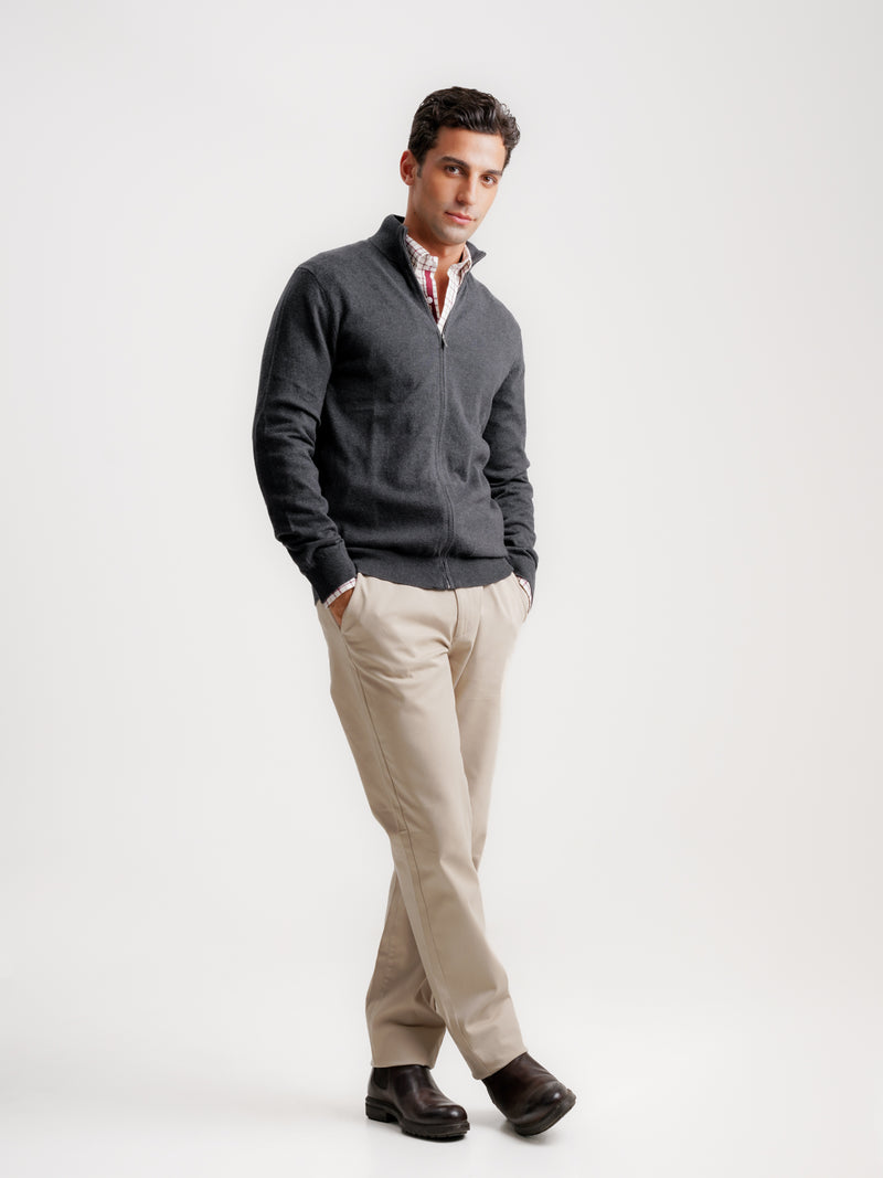 Grey Slim Cashmere Pullover