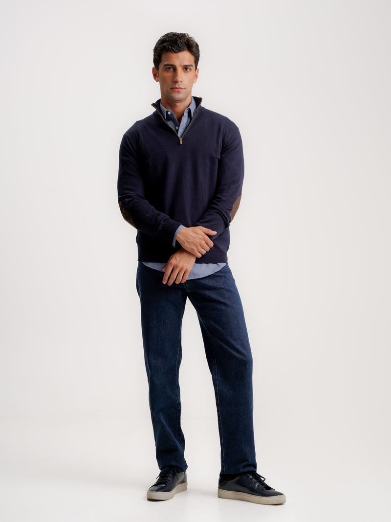 Blue Thin Cashmere Pullover