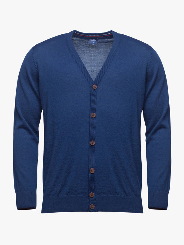 Intermediate blue wool cardigan with buttons