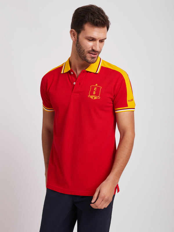 Red and yellow piquet polo short sleeve 100% cotton