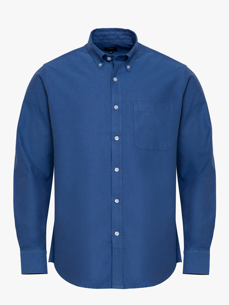 Camisa Regular Fit Azul Manga Comprida