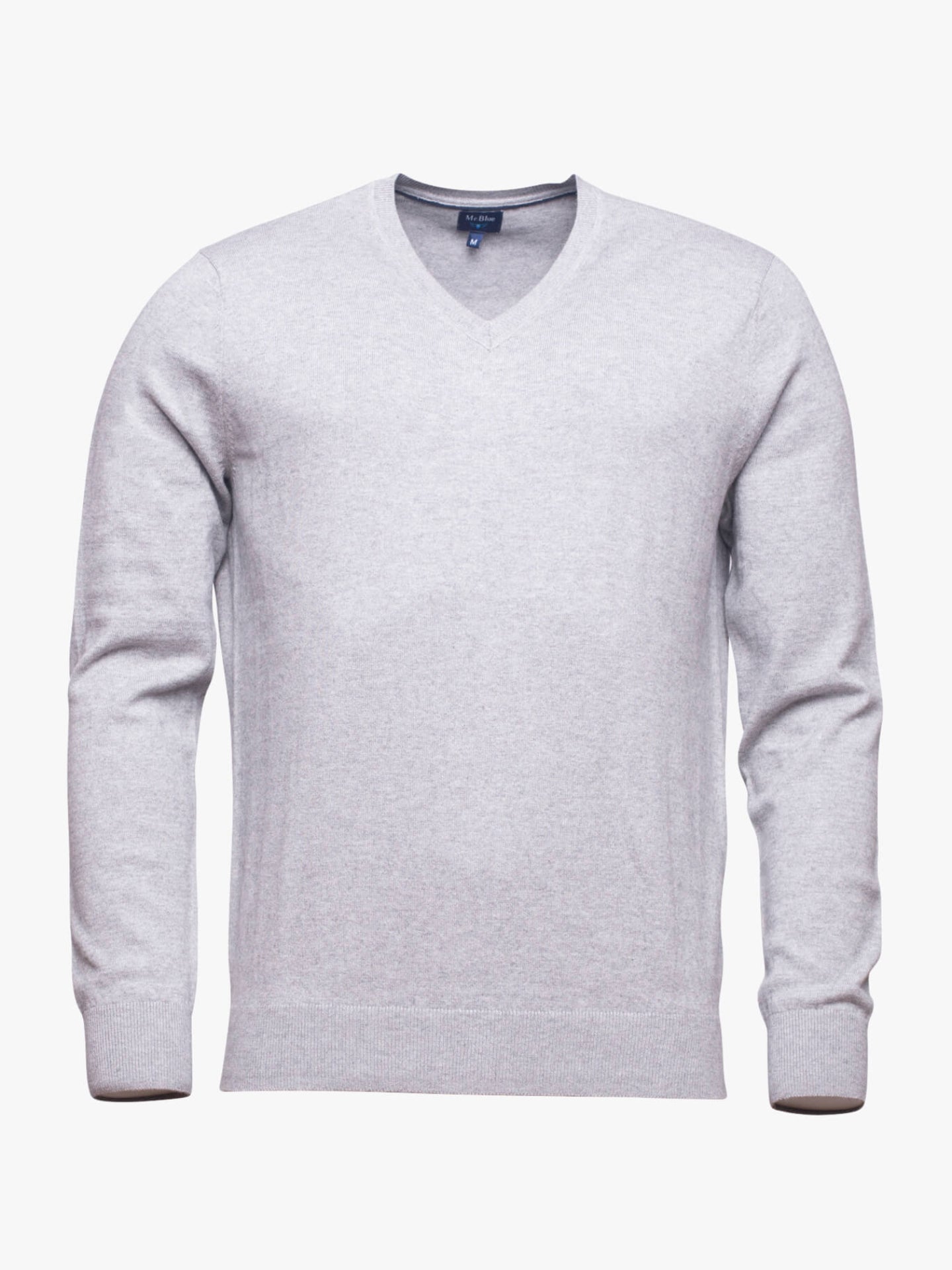 Light gray cotton and cashmere sweater neckline S
