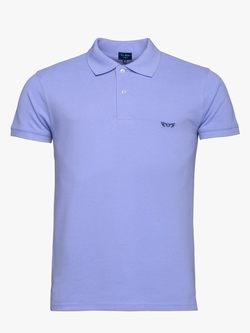 Light blue cotton slim fit polo shirt with logo