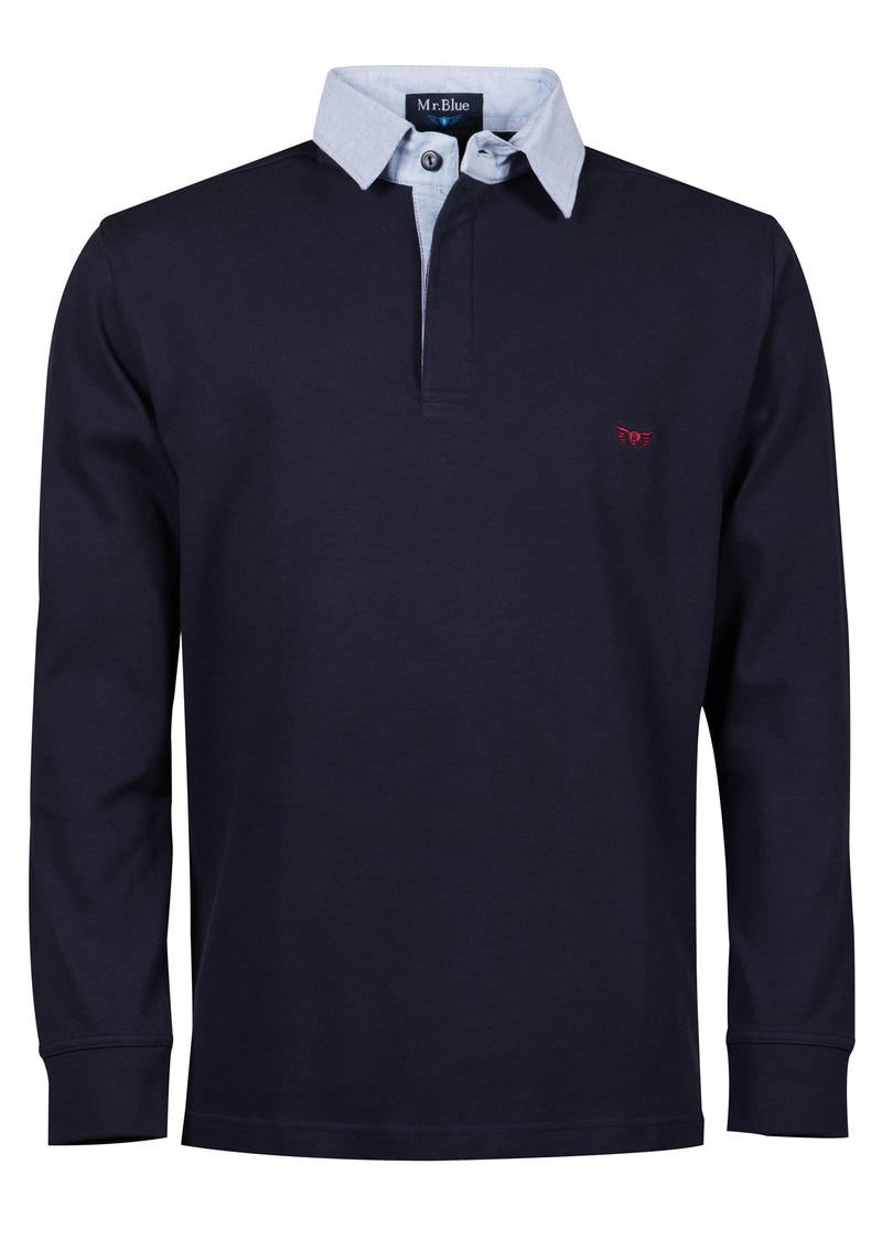 Rugby polo long sleeve plain with carcass and collar detail