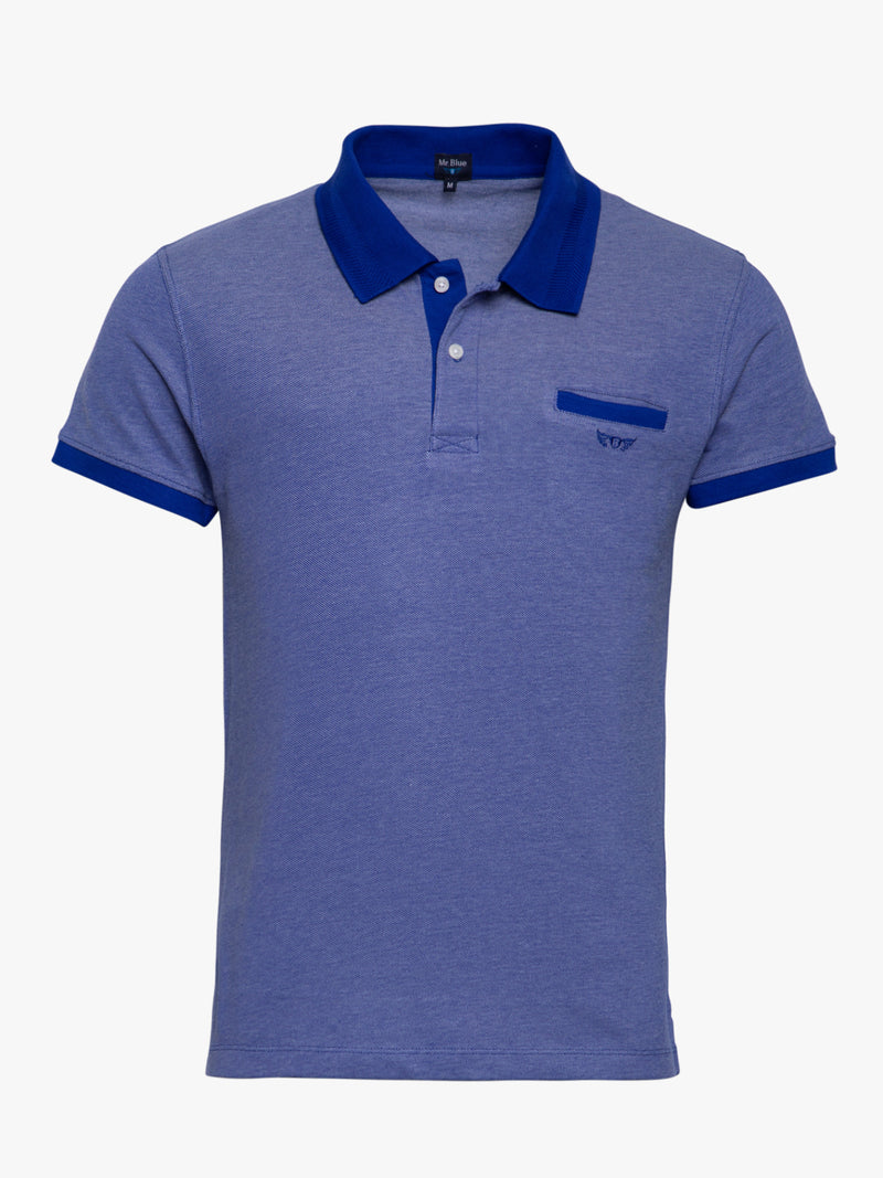 Light blue cotton polo shirt with pocket