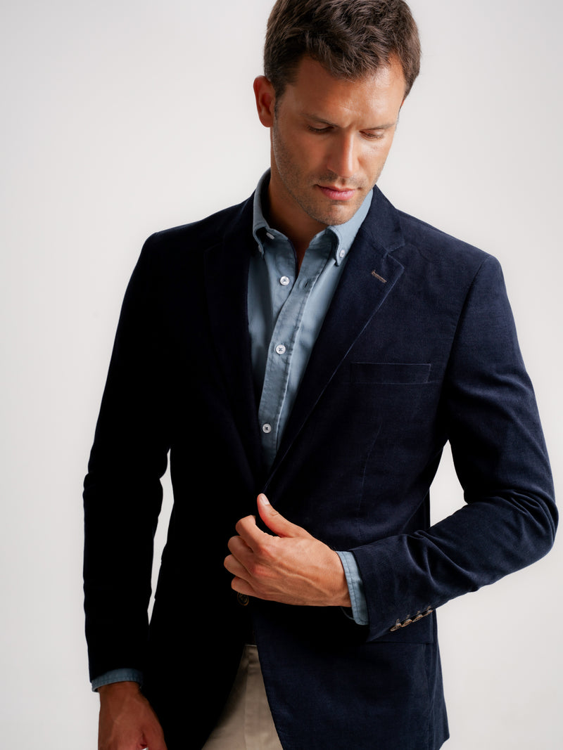 Blazer Azul De Algodão