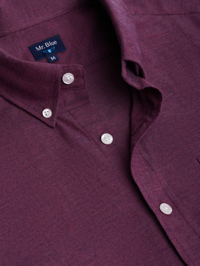 Camisa Regular Fit Oxford Bordeaux