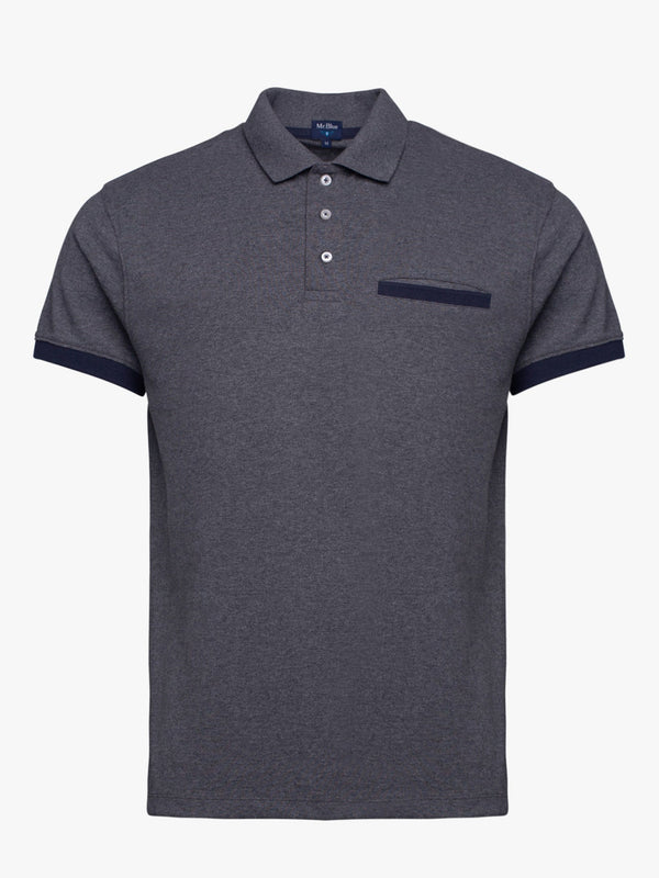 Dark gray cotton polo shirt with pocket