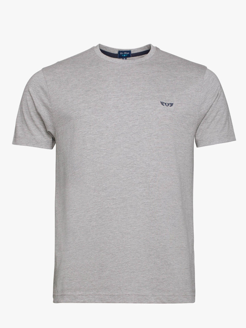 Light gray cotton T-shirt with embroidered logo and pocket