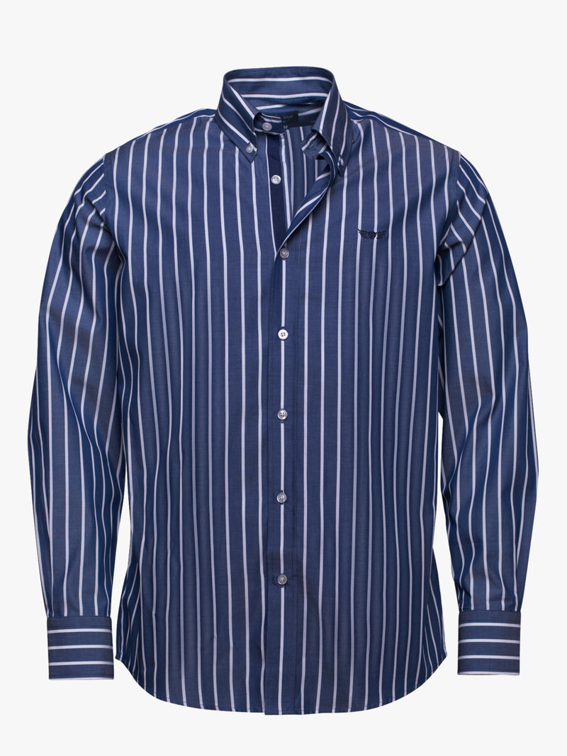 Denim Blue Wide Stripes Shirt