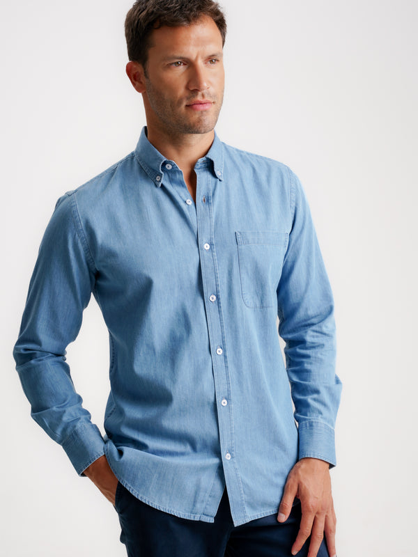 Camisa Regular Fit Denim Azul