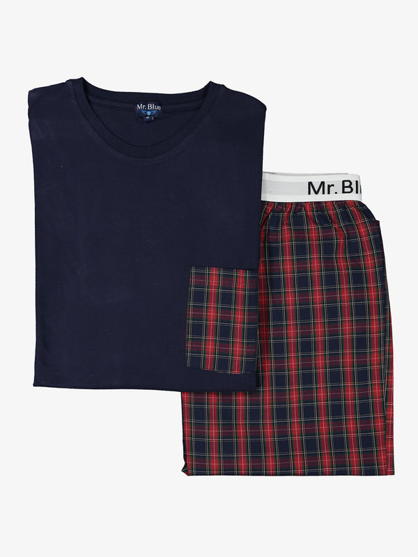 Blue and red check sports pajamas