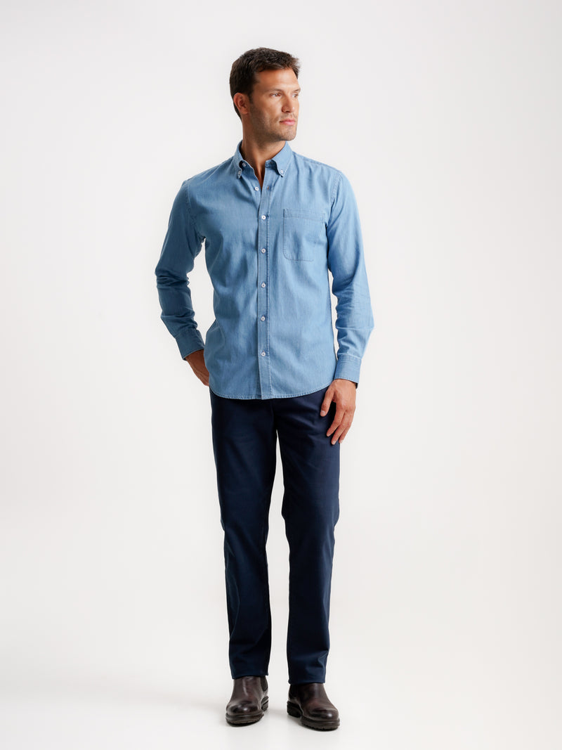 Camisa Regular Fit Denim Azul