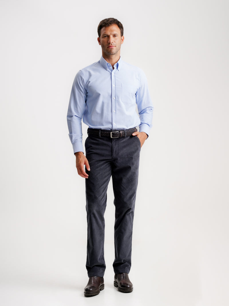 Camisa Regular Fit Oxford Azul