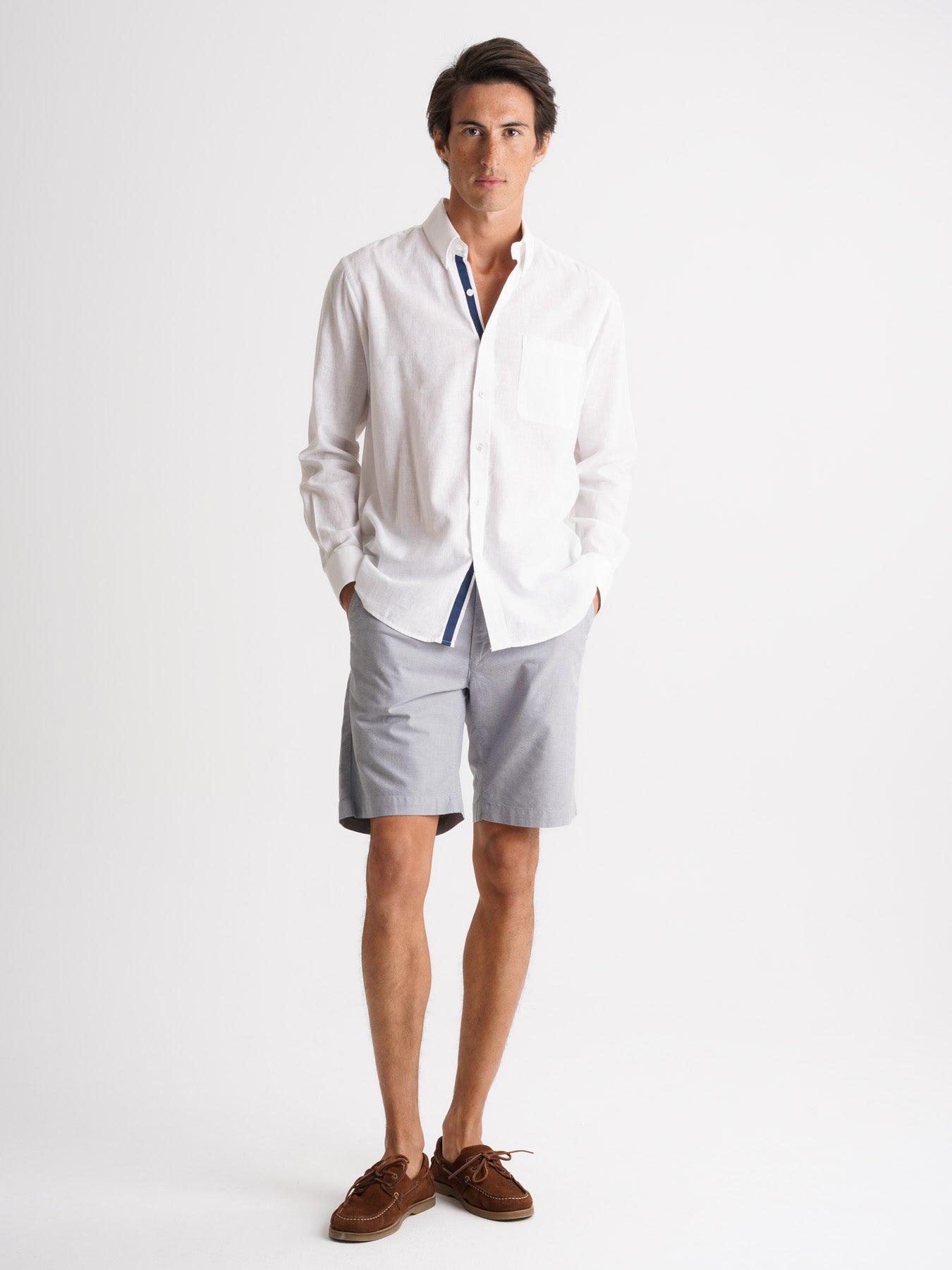 Camisa Regular Fit Linho Branca Mr. Blue