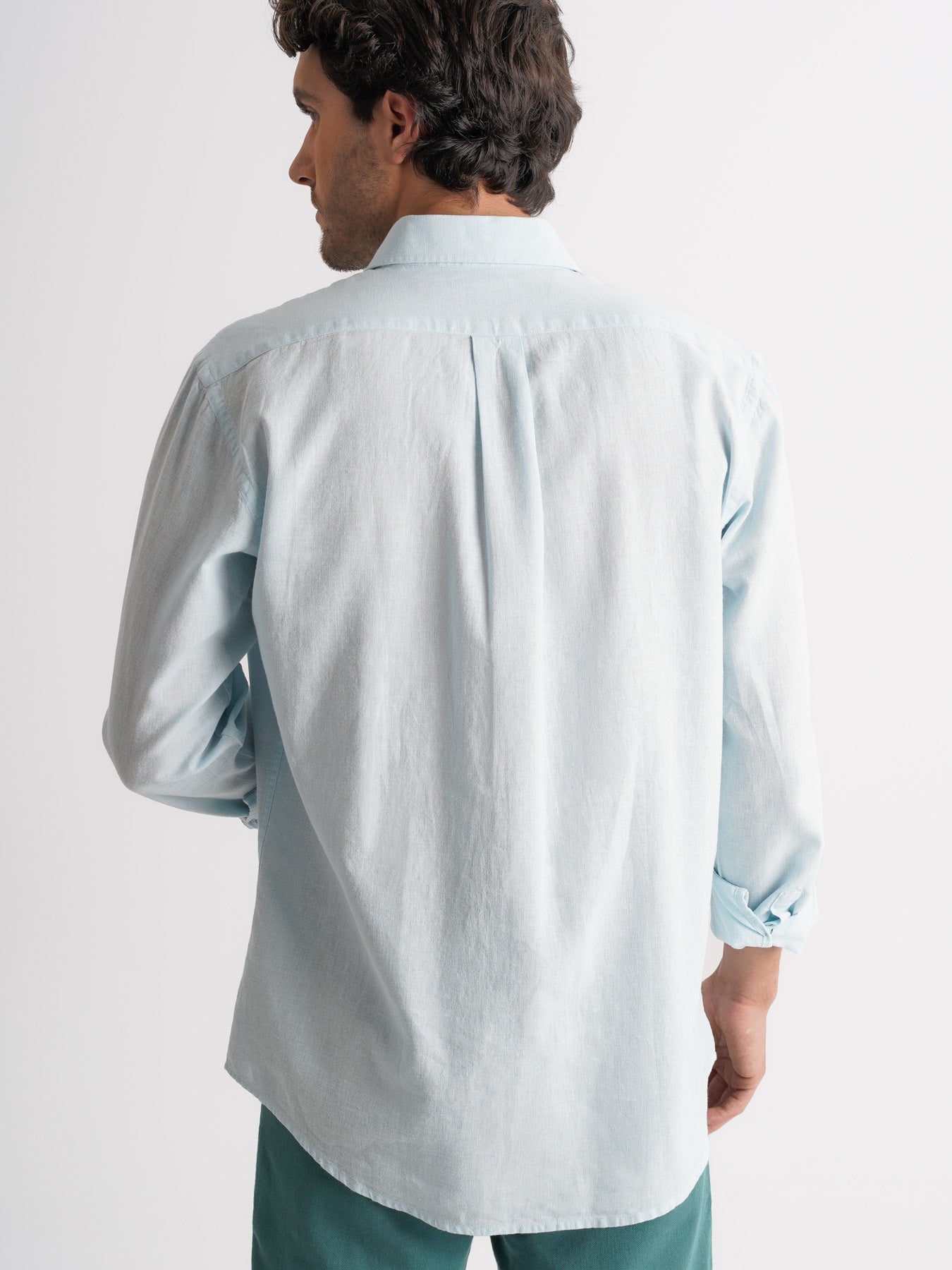 Camisa Regular Fit Linho Azul Mr. Blue