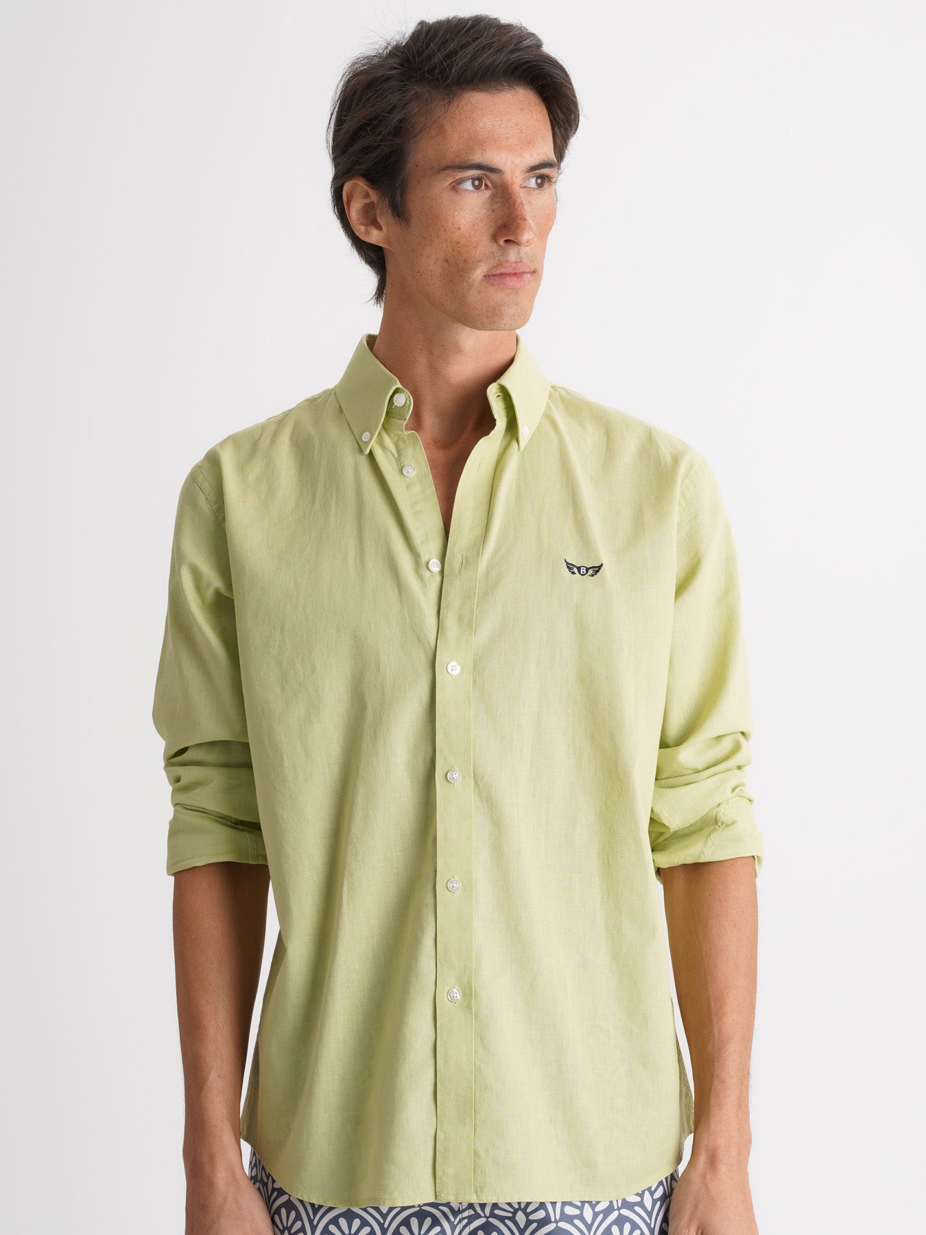 Camisa Regular Fit Linho Verde Mr. Blue