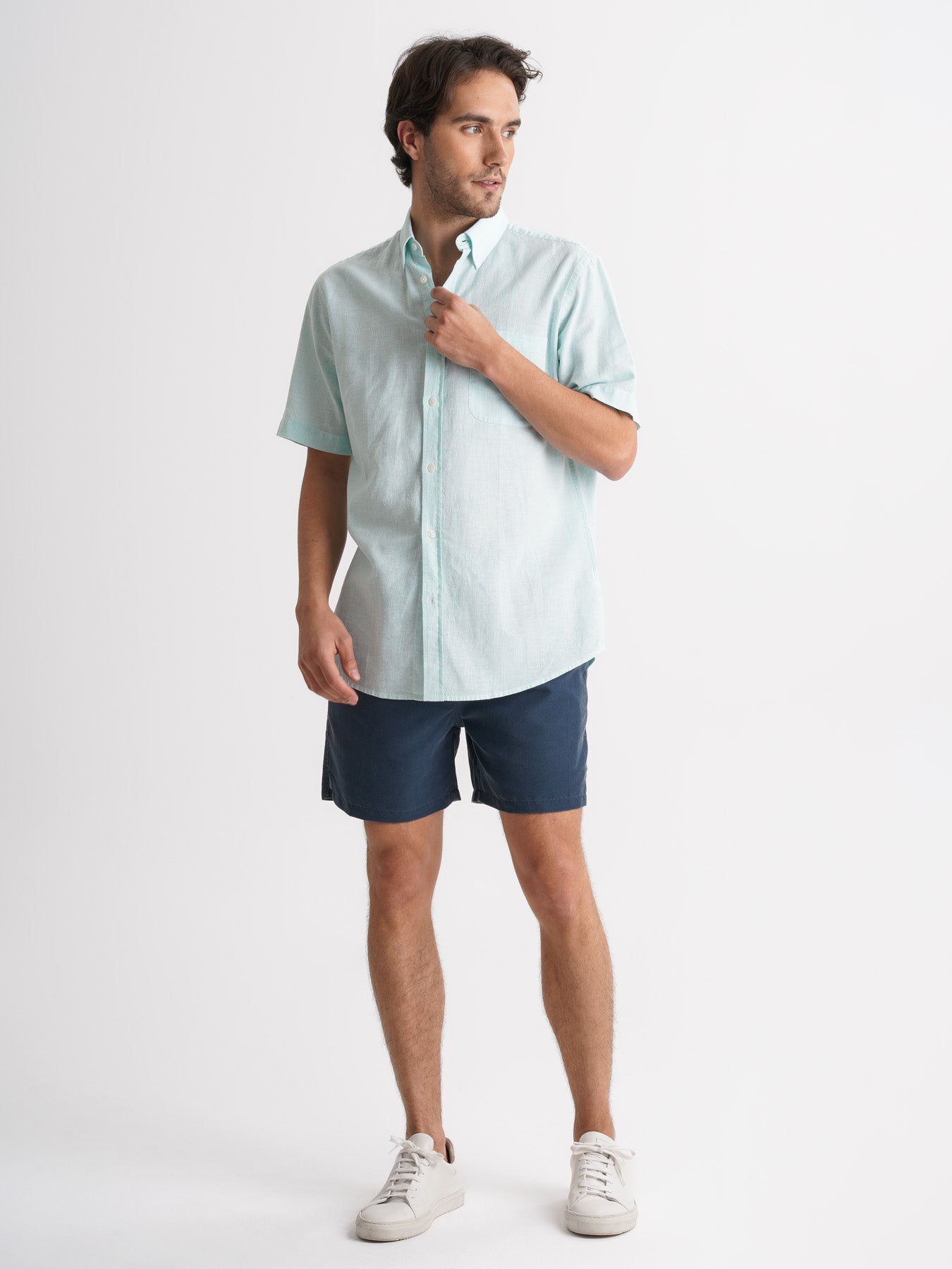 Camisa Regular Fit Linho Verde Mr. Blue
