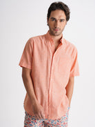 Camisa Regular Fit Linho Laranja Mr. Blue