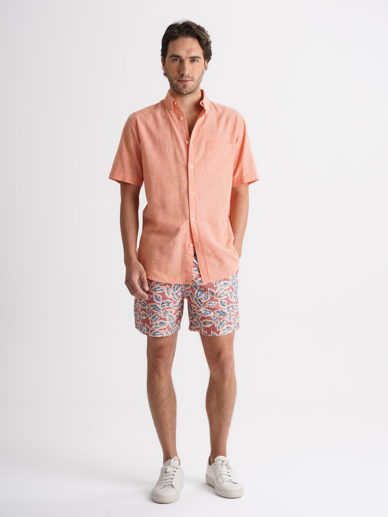 Camisa Regular Fit Linho Laranja Mr. Blue