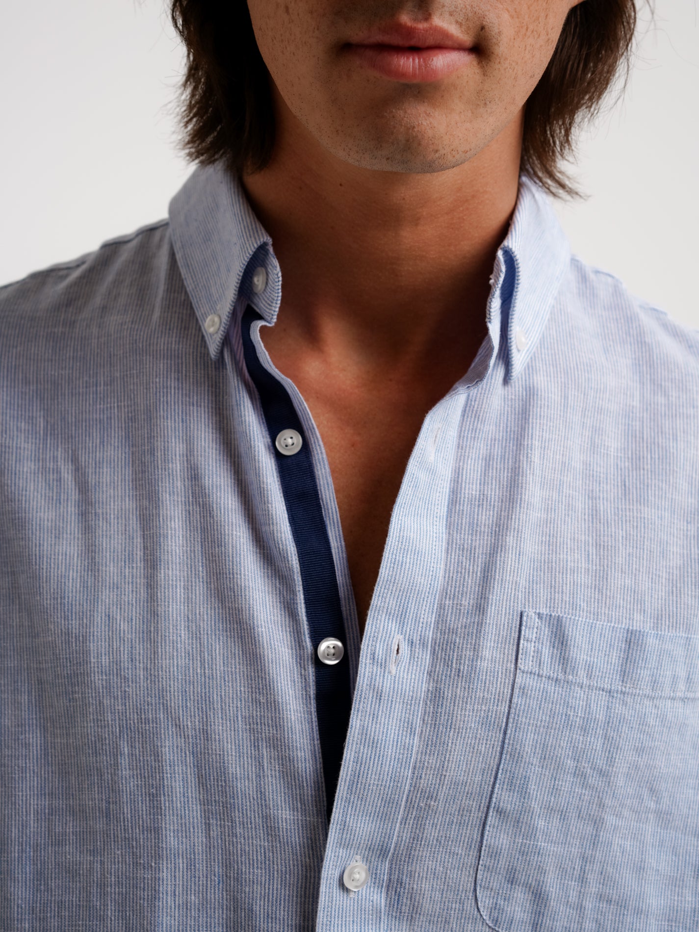 Camisa Regular Fit Linho Azul Mr. Blue