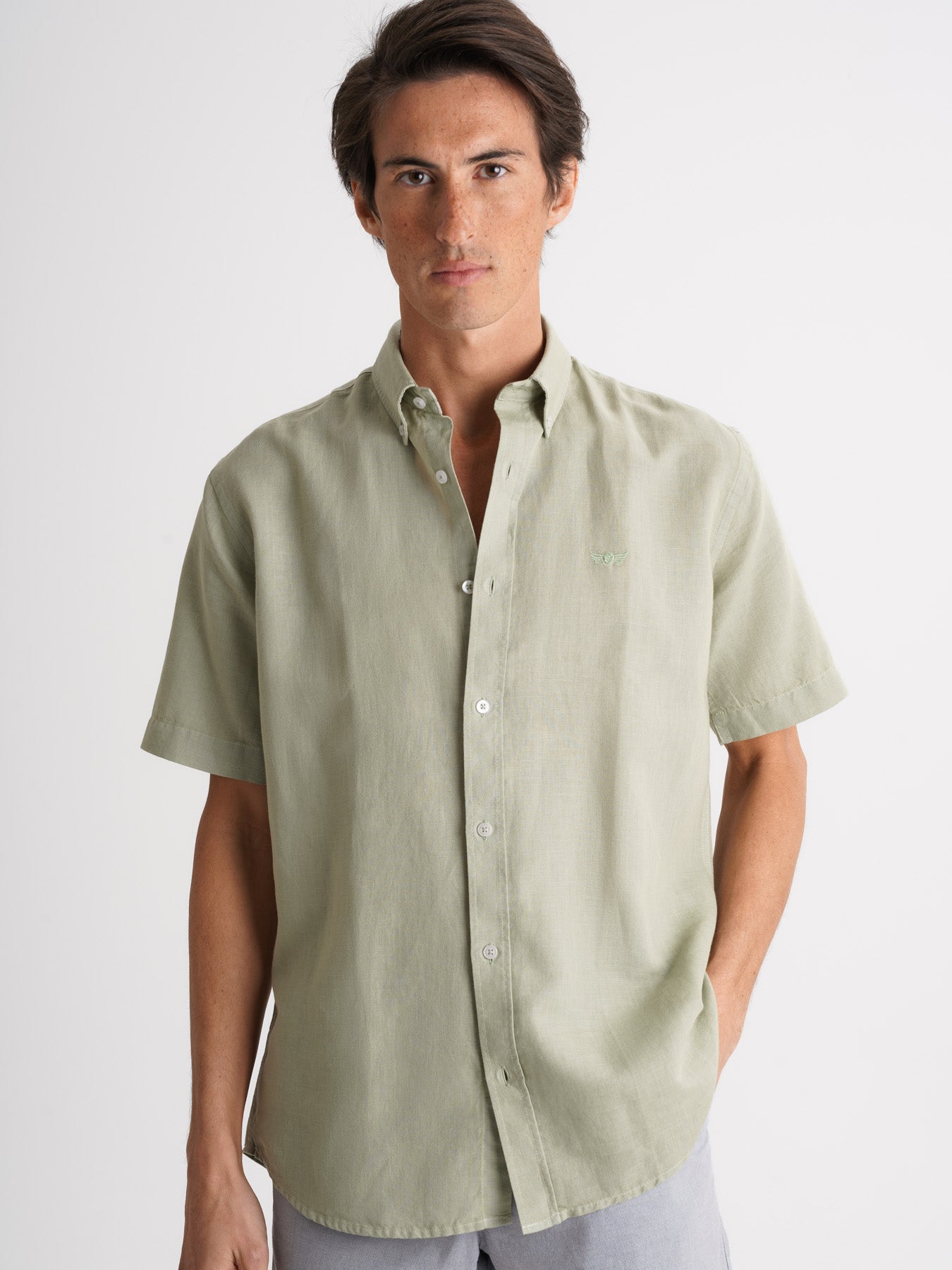 Camisa Regular Fit Linho Verde Mr. Blue