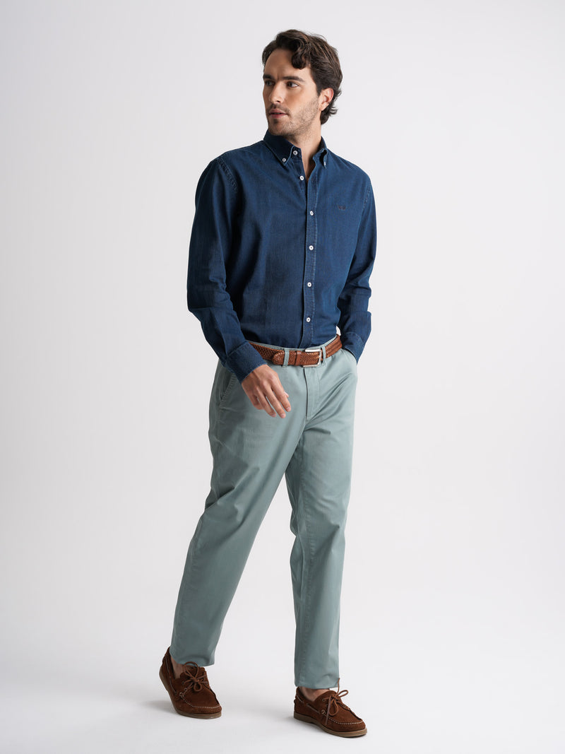 Camisa Regular Fit Denim Azul Mr. Blue