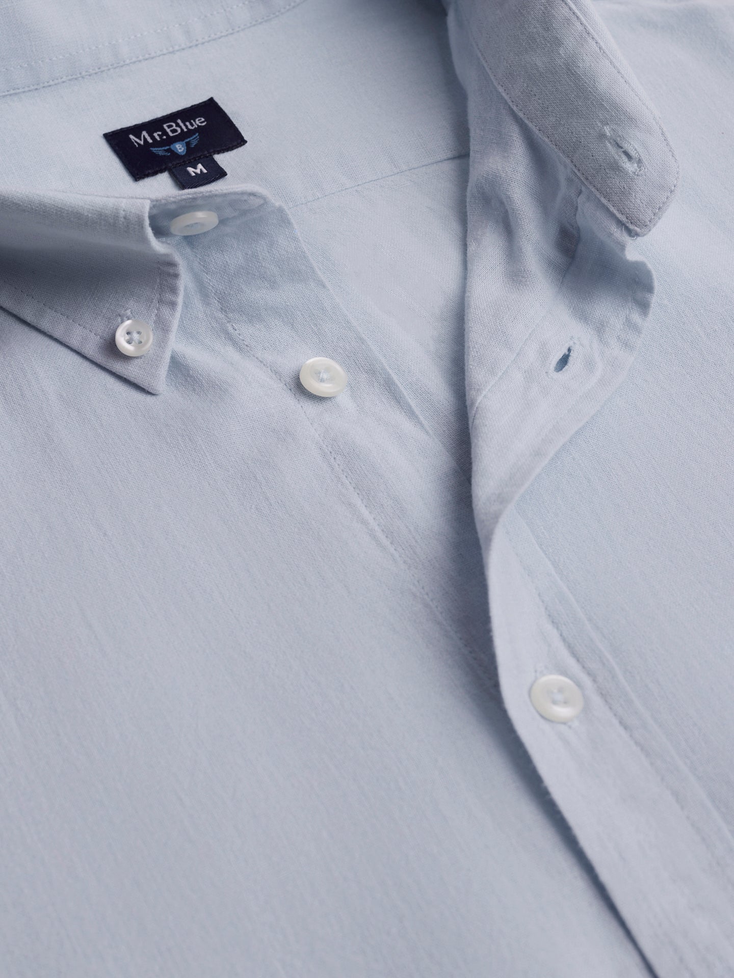 Camisa Regular Fit Linho Azul Mr. Blue