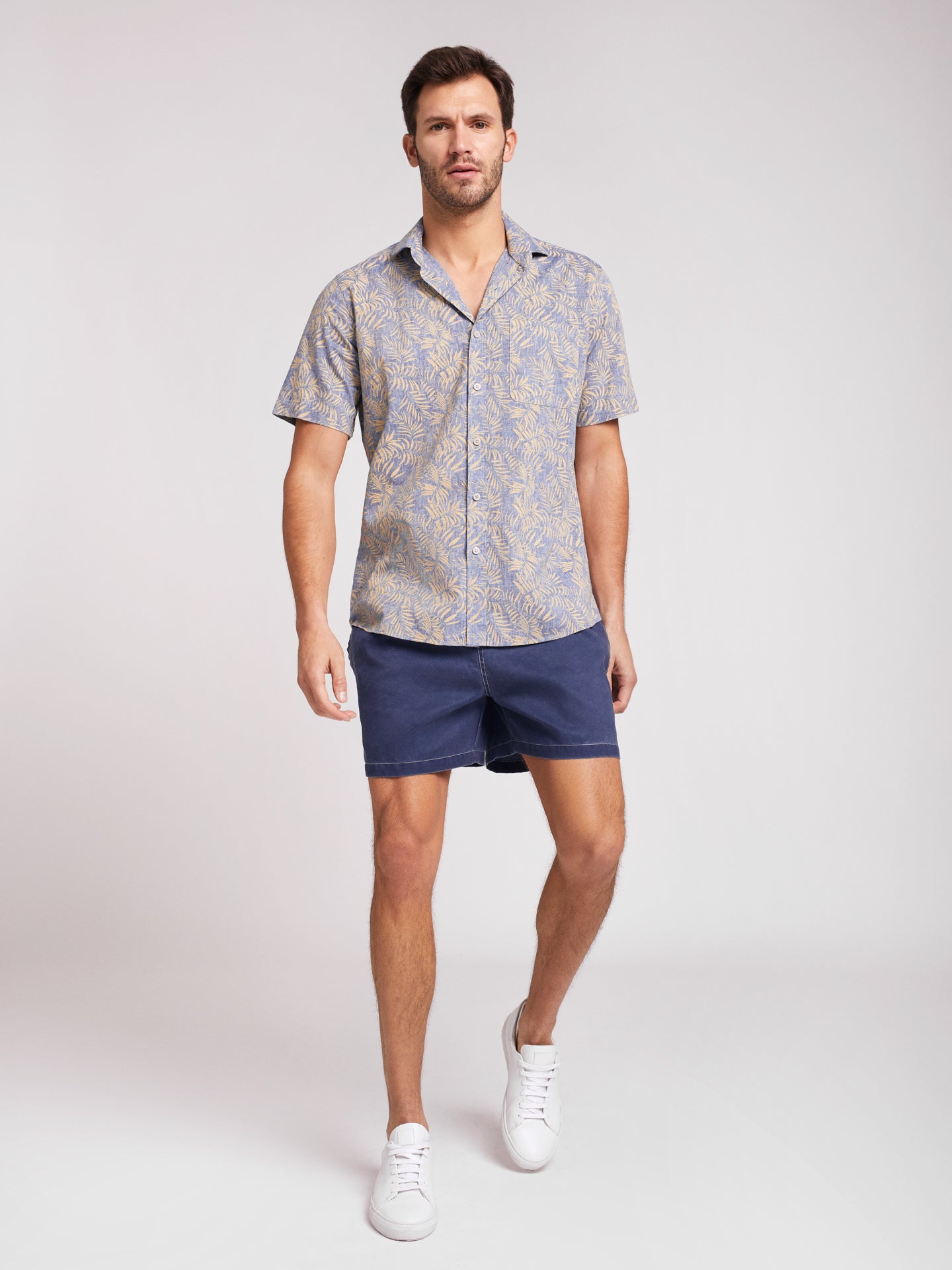 Camisa Regular Fit Linho Azul Mr. Blue