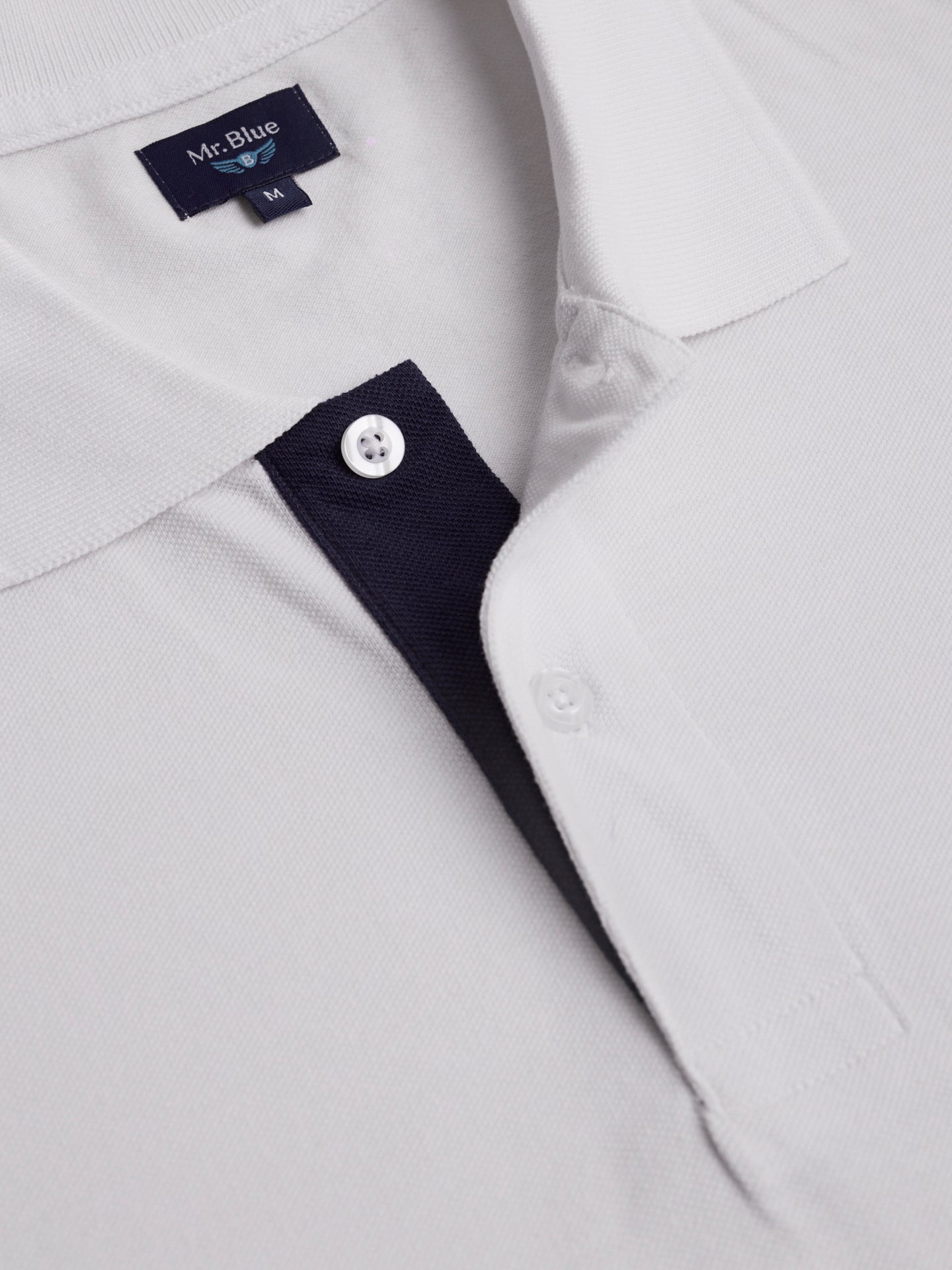 Polo Regular Fit Piquet Branco Mr. Blue