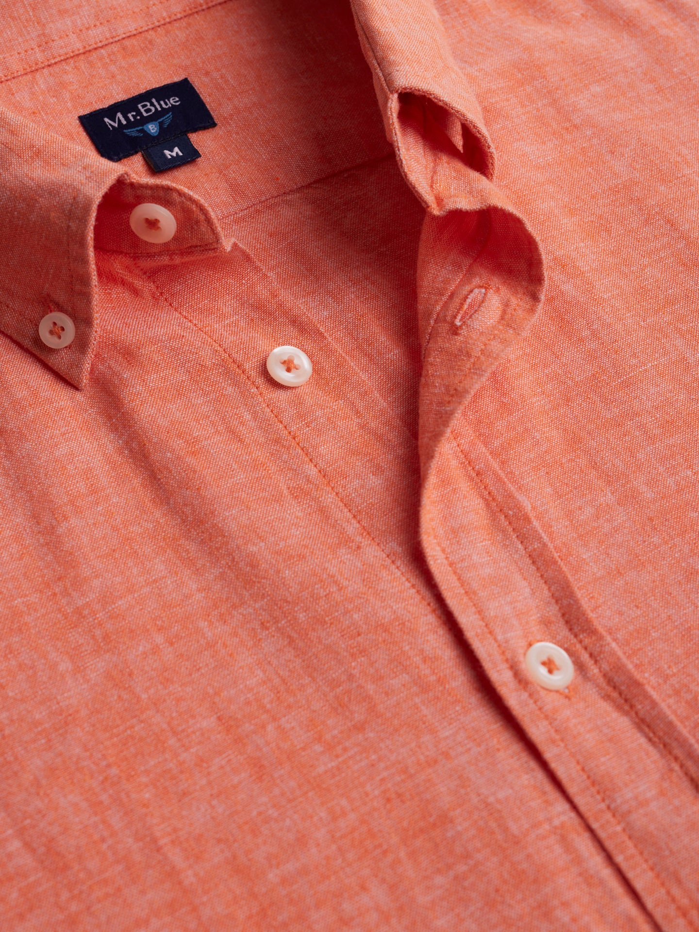 Camisa Regular Fit Linho Laranja Mr. Blue