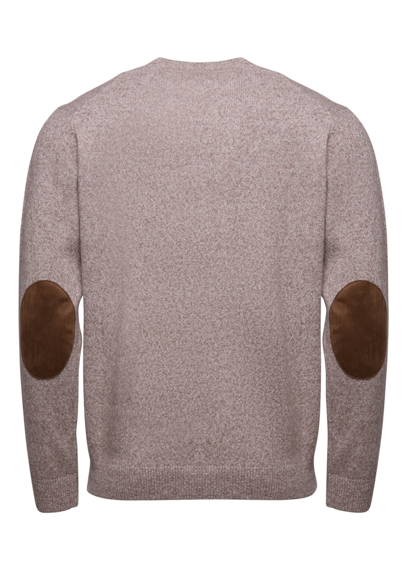 Plain Wool Pullover with Elbow Pads